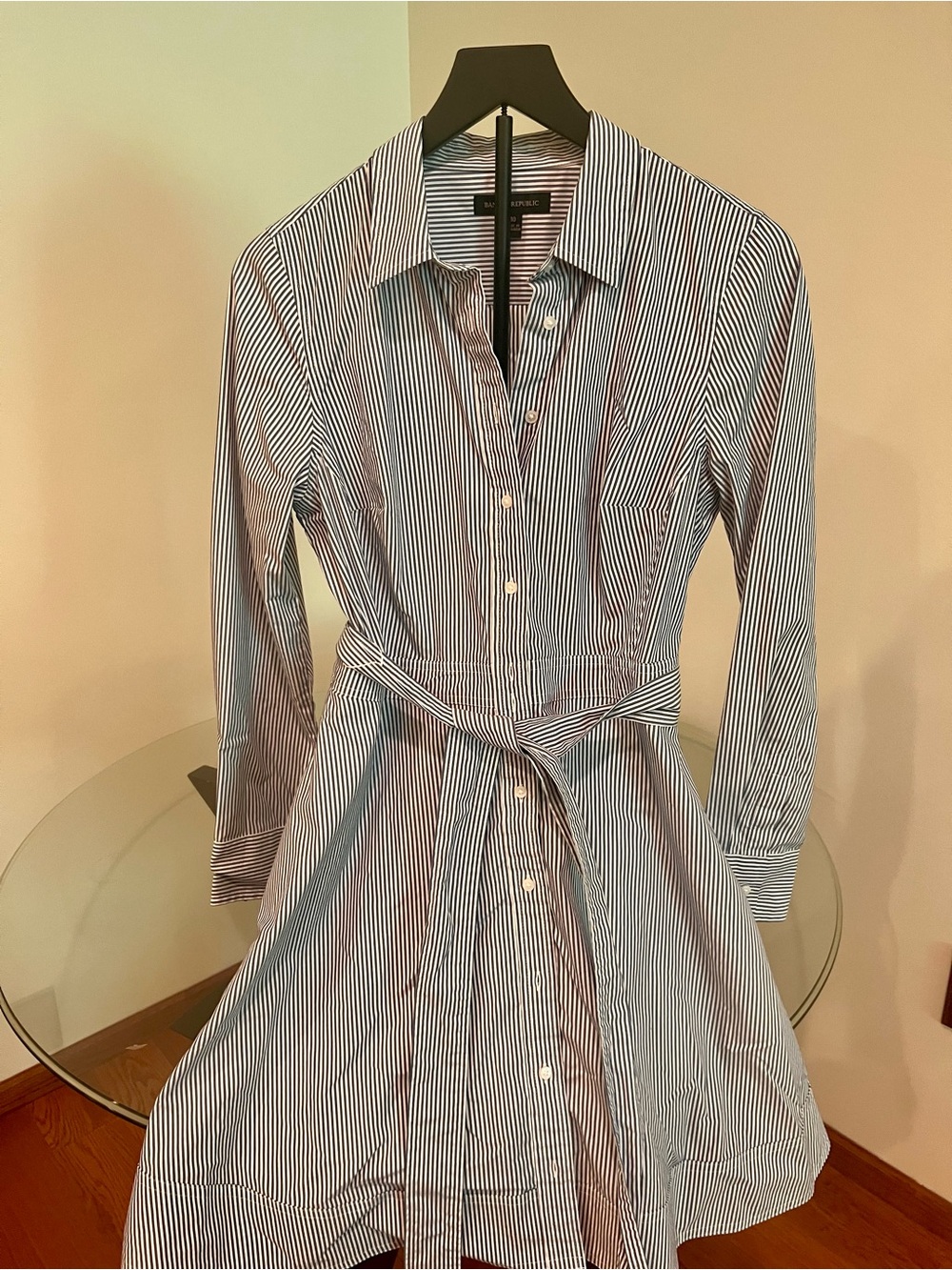 Banana Republic Blue and White Striped Shirt Dress
